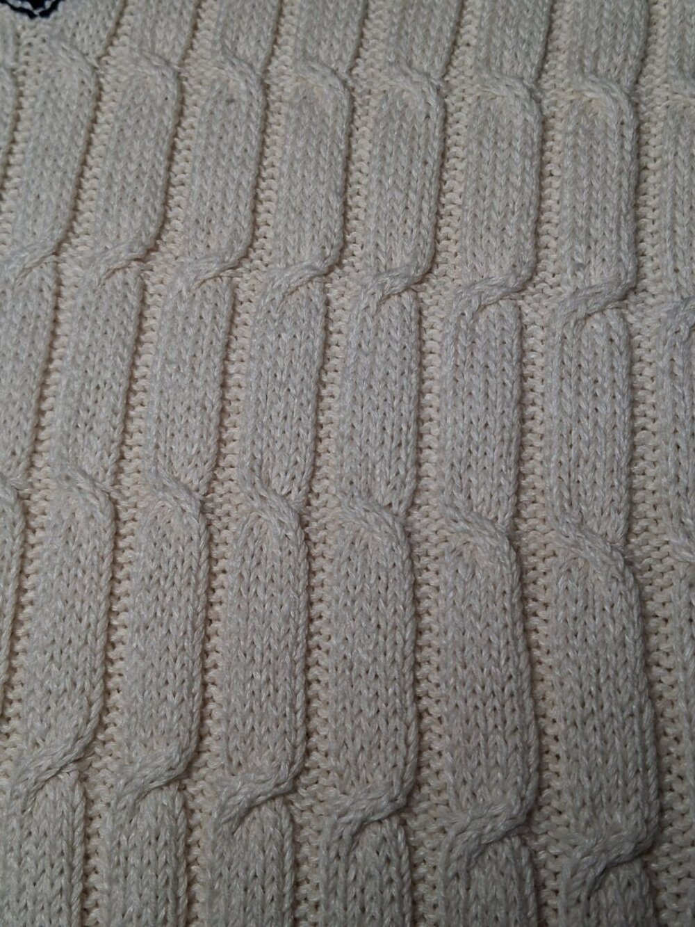 Lands End Sweater Vest Men L V Neck Cable Knit Academia Preppy Ivory Linen Blend - Picture 12 of 13